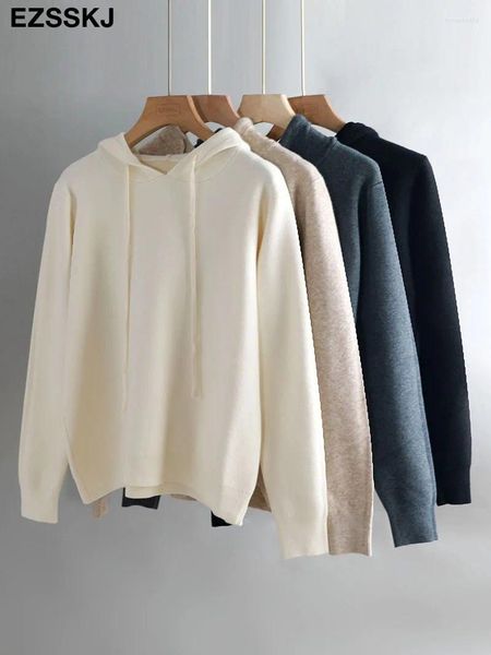 Kadın Sweaters Sonbahar Kış Kapşonlu Sweater Büyük Boy Gevşek Kalın Kadınlar Örgü Top Sıradan Kazaklar Uzun Kollu Büyük Boyu Kadın