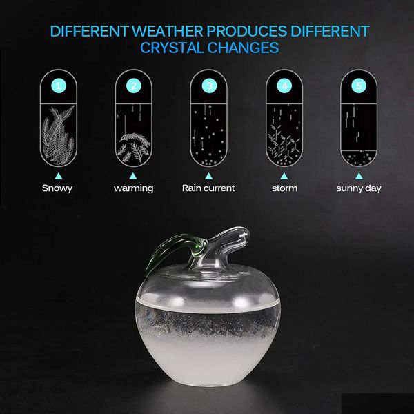 Decorazioni natalizie 35Ml Liquido Vetro trasparente Tempesta Mela Goccia d'acqua Tempeste Previsioni Bottiglia Monitor Previsioni Barometro Orname Dholx