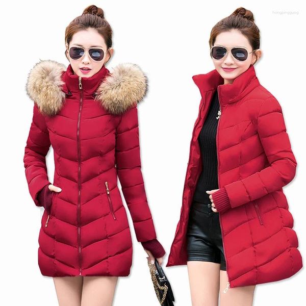 Trench da donna Giacche invernali da donna e Parka imbottito in cotone spesso con cappuccio caldo 2024 per giacca femminile Manteau Femme