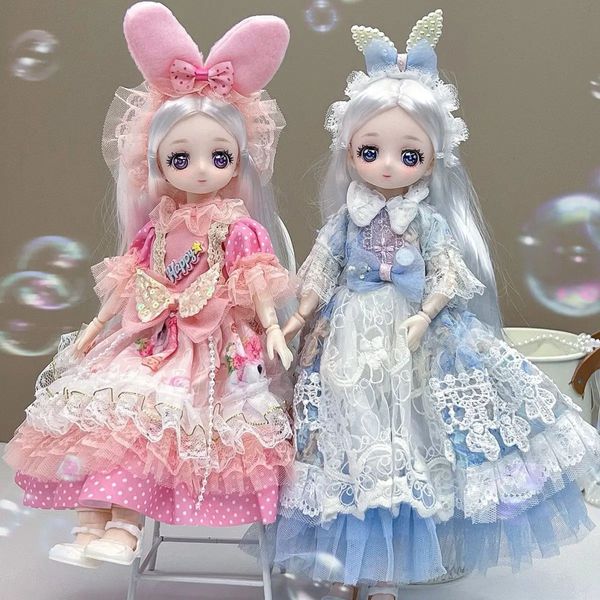 1/6 Anime Face Bjd Doll 30cm Lolita Dress Toys Cartoon Princess Ball Jointed Doll Set completo per ragazza regalo di compleanno 240202