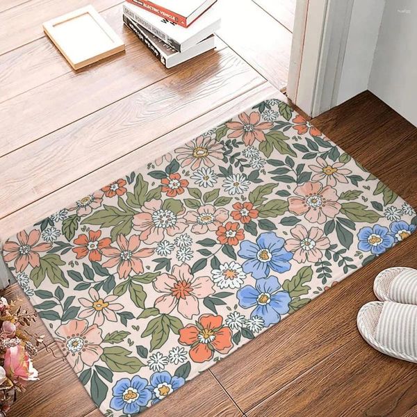 Teppiche Schlafzimmermatte Handgezeichnete kleine Blumen Teppich Home Fußmatte Wohnzimmer Teppich Balkon