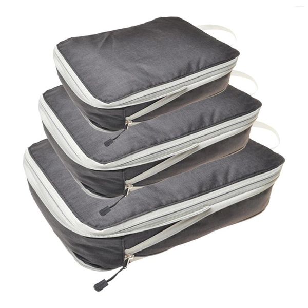 Borse contenitore 3 pezzi / set Maniglia superiore Cerniera a 2 vie Nylon Cubo di imballaggio per vacanze di grande capacità Impermeabile per valigia con borsa a compressione