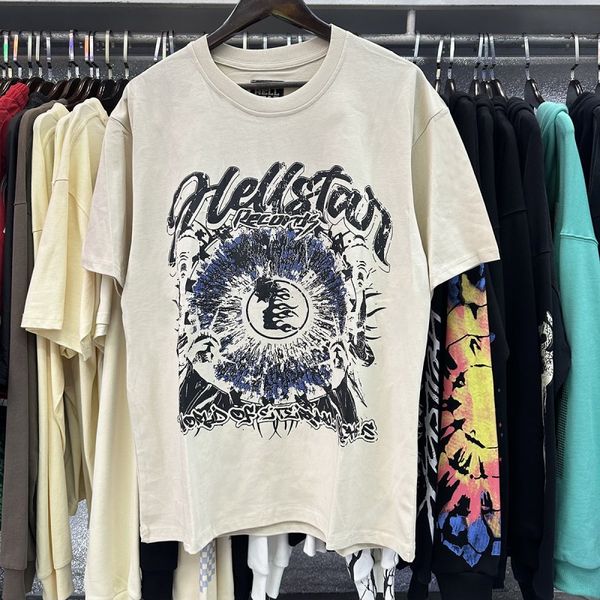 Hell Stars Herren Ts Designer SS Men Tees Womens Rapper Waschen grau schweres Handwerk Unisex Kurzarm Top High Street Fashion Retro Hellstar Womans T 586