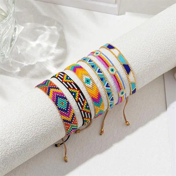 Braccialetti di collegamento ZHONGVI Bracciale con ciondolo occhio turco per le donne Gioielli colorati fatti a mano in stile boemo Miyuki Amicizia all'ingrosso