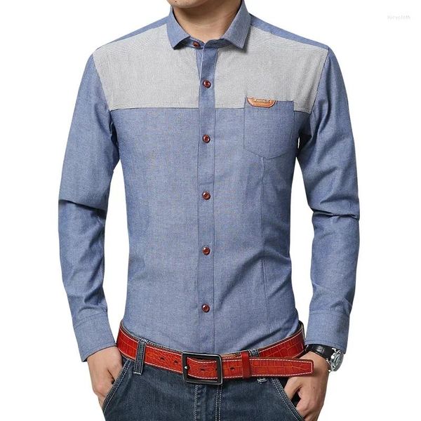 Camicie casual da uomo Camicia da uomo Moda a maniche lunghe Uomo Slim Fit Maschio Abito da lavoro sociale Abbigliamento da uomo di marca Taglie forti 5XL