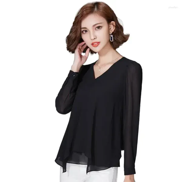 Frauen Blusen Büro Tragen Frauen Split Chiffon Plus Größe Top Vestidos Blusa Manga Larga Mujer