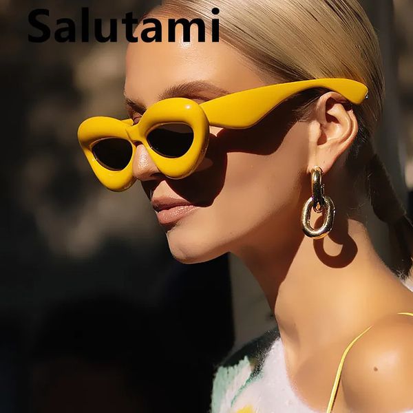 Уникальные яркие цвета, сексуальные солнцезащитные очки для губ Y2k для женщин, элитный бренд, желто-синие солнцезащитные очки с градиентом, мужские очки в стиле панк, хип-хоп, оттенки 240131