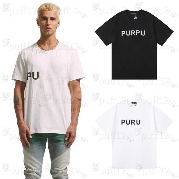 T-shirt da uomo viola a maniche corte T-shirt da uomo in cotone stilista Top Camicia casual Polo T-shirt di lusso con stampa alfabetica High Street Wear