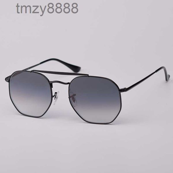 Quadratische Sonnenbrille mit Metallrahmen für Herren und Damen, echte Glaslinsen, modische Sonnenbrille mit Lederetui und Einzelhandelsverpackung, 32NE