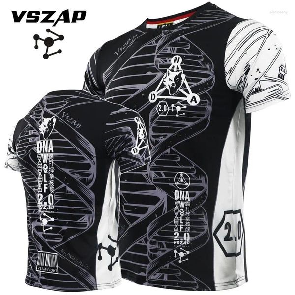 Homens Camisetas Vszap Muay Thai Fighting T-shirt Stretch Quick-Secagem Fitness MMA Running Training Luta Sanda Jujitsu