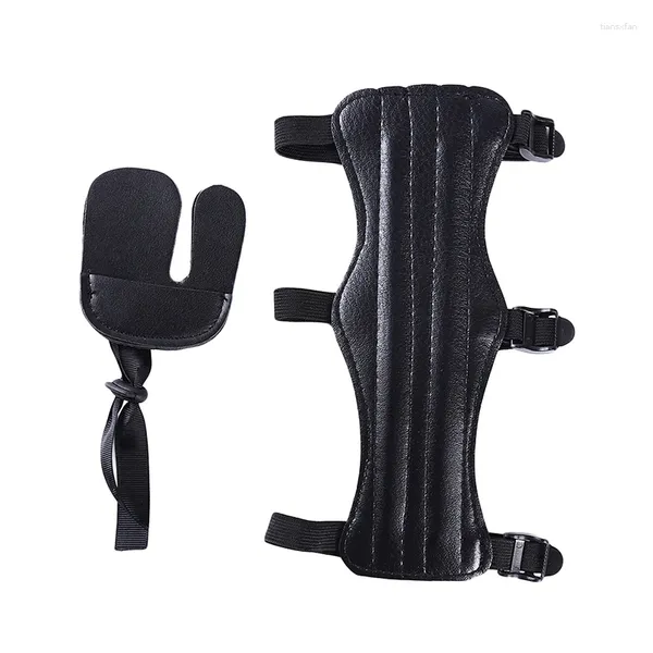 Knieschalter tragbare Ledersportbogenschießen Armschutz und Finger Tab Protector Elbow Equipment Accessoire