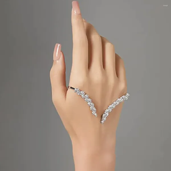 Armreif Luxus Braut Zirkon Blatt Form Armband Für Frauen Hochzeit Offene Manschette Armbänder Einstellbare Zubehör Schmuck Geschenk