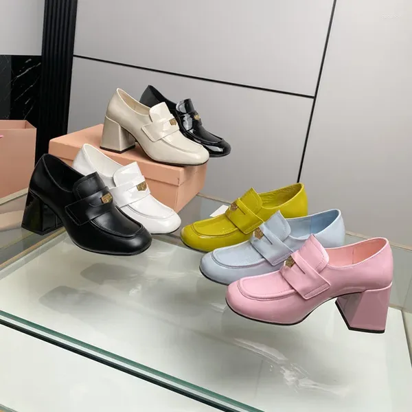 Scarpe eleganti MMsix Mocassini da donna Strato superiore Pelle bovina 5CM Tacco Lolita Toppa con tacco Tacchi alti Sandali di marca coreana