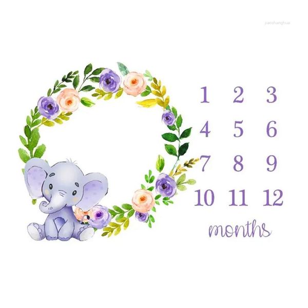 Decken Swaddling Cartoon Elefant Girlande Baby Pografie Decke Hintergrund Tuch Born Milestone Prop 100 120 cm Drop Lieferung Kinder Ma Otglq