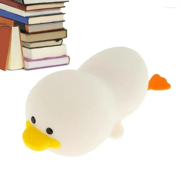 Luci notturne Duck Light Kids Lazy Lying Flat Lampada da rubinetto multicolore ricaricabile con 3 luminosità per il comodino della scuola materna del bambino