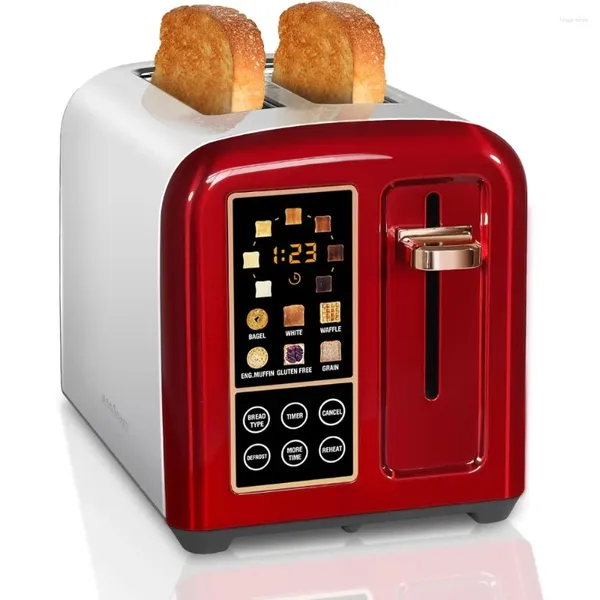 Brotbackautomaten Toaster 2-Scheiben-Edelstahl-LCD-DisplayTouch-Tasten 50 % schnellere Heizgeschwindigkeit 6 Auswahlmöglichkeiten 7 Farbeinstellungen