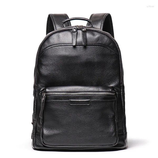 Mochila de alta qualidade a4 café preto marrom vegatable curtido grão completo couro genuíno 14 ''15.6'' laptop mulheres homens saco de viagem