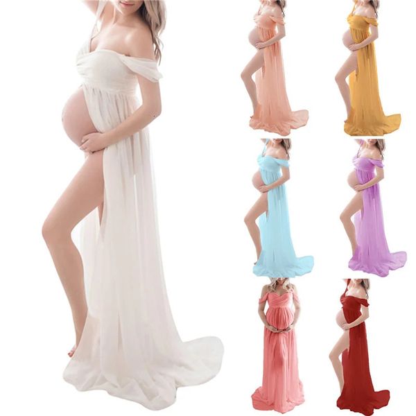 Casal vestido de maternidade pogal adereços maxi vestido de maternidade vestido floral fantasia tiro po primavera outono vestidos grávidas 240122