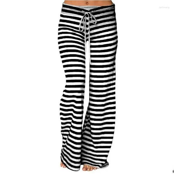 Mulheres sleepwear impressão sleep bottom mulheres algodão calça longa casa pijama macio deslizamento calças de verão dstring tamanho grande y stripe casual drop d otex8