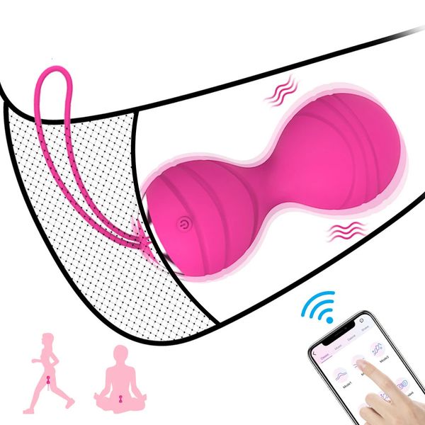 App controle remoto vagina bolas vibrador feminino vaginal apertado exercício kegel bola 10 freqüência vibrando ovos brinquedos sexuais para mulher 240202