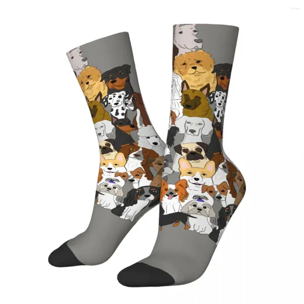 Herrensocken, lustig, glückliche Hunde, Retro, Harajuku, Chihuahua, Haustier, Hundeliebhaber, Hip Hop, Neuheitsmuster, Crew, verrückte Socken, Geschenk, bedruckt