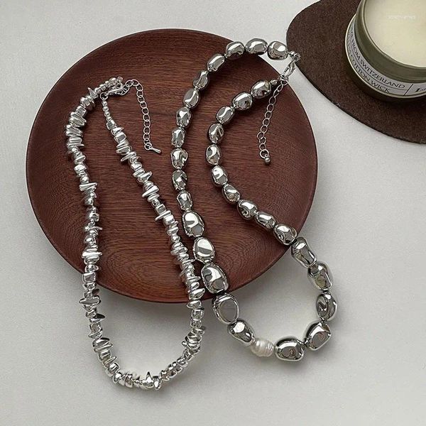 Anhänger Halsketten Mode Silber Farbe Spezielle-förmige Unregelmäßige Perlen Halskette Perle Einfache Temperament Schlüsselbein Kette Hip-hop Trend