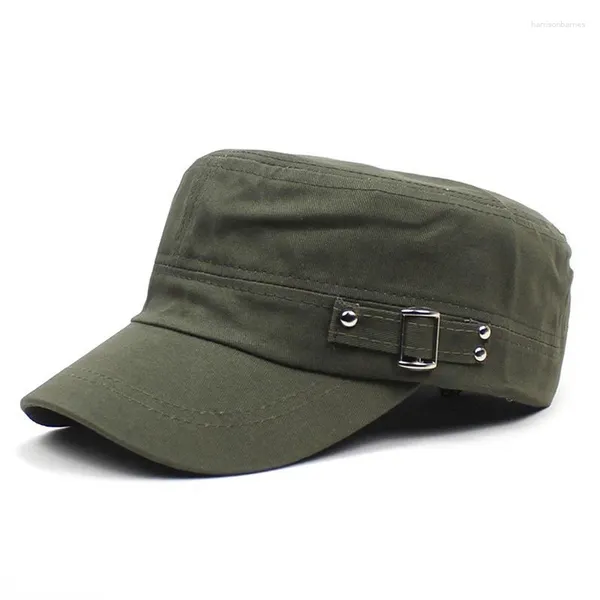 Berretti Berretti piatti in cotone lavato Estate Autunno Cinture regolabili Berretto militare Stile militare Cadet Chapeau Donna Uomo Cappelli da pittore all'aperto