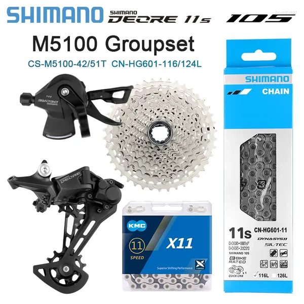 Desviadores de bicicleta Original Shimano Deore M5100 Groupset CS-M5100 42/51T Cassete K7 HG601 Corrente 11Velocidade Desviador de mudança 11V para MTB