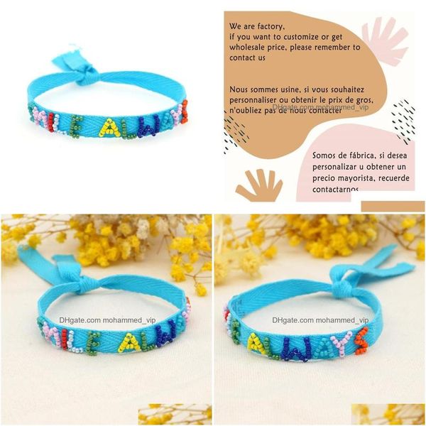 Charm Armbänder Go2Boho Miyuki Perlen Gewebtes Armband Stoff Tuch Frauen Brief Immer Psera Mädchen Schmuck Freundschaft Drop Lieferung Dhd0U