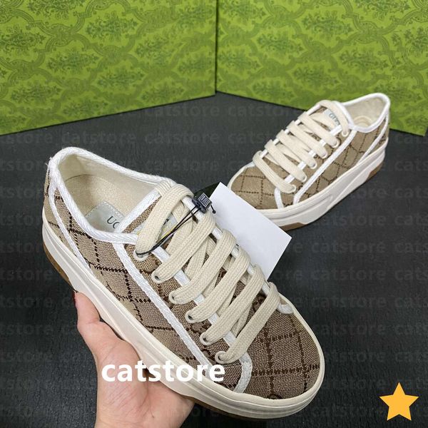 Designer de luxo guarnições tecido de sola grossa sapatos de biscoito mulheres sapatos casuais alta carta de alta qualidade sneaker itália 1977 bege ébano lona tênis sapato