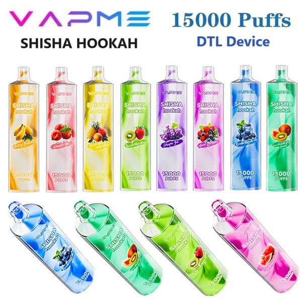 Original Vapme Shisha Hookah 15K Vape Descartável 15000 Puffs Dispositivo DTL 25ml Subohm Malha Bobina Desechable E Cigarro Pod