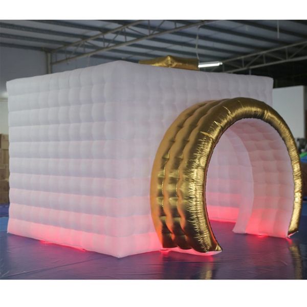 5x5x3mH (16,5x16,5x10 pés) atacado Frete grátis personalizado branco inflável Photo Booth cubo photobooth portátil pano de fundo tenda cúpula com luz LED para venda