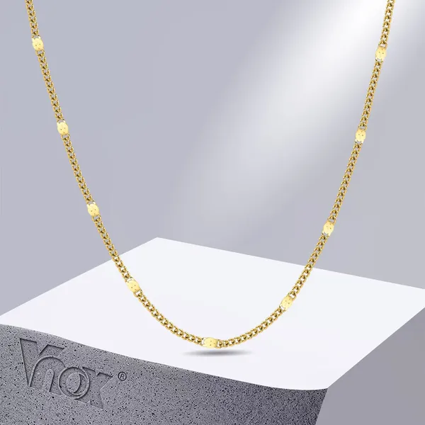 Colares Pingente Vnox Chic Curb Chain para Mulheres Minimalista Cor de Ouro Inoxidável Colar de Pescoço Presentes Suas Jóias