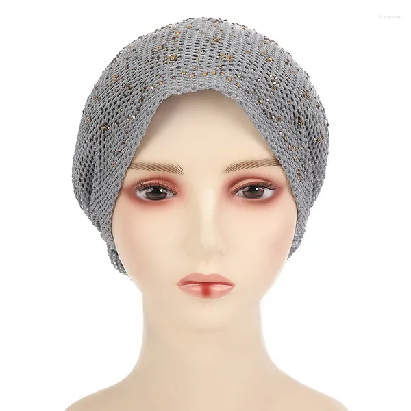 Ethnische Kleidung Frühling und Sommer atmungsaktive Mesh Wrap Kopfkappe glänzend Hui Bohrer Haarband Wind Set Turban Mutter