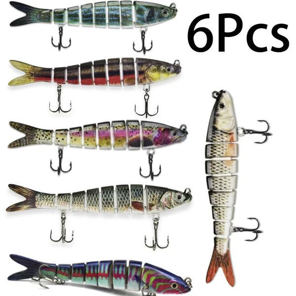 6 pz/pacco 5.51in/14cm 27g richiamo di pesca 8 segmenti multi snodato Swimbait manovella esca affondamento lento bionico esca artificiale 240119