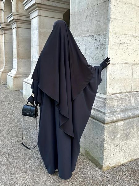 Abbigliamento etnico Pianura Lungo Khimar Velo musulmano da indossare Hijab Abaya Preghiera Jilbab Ramadan Eid Hijab per donna Foulard islamico Niqab Burqa