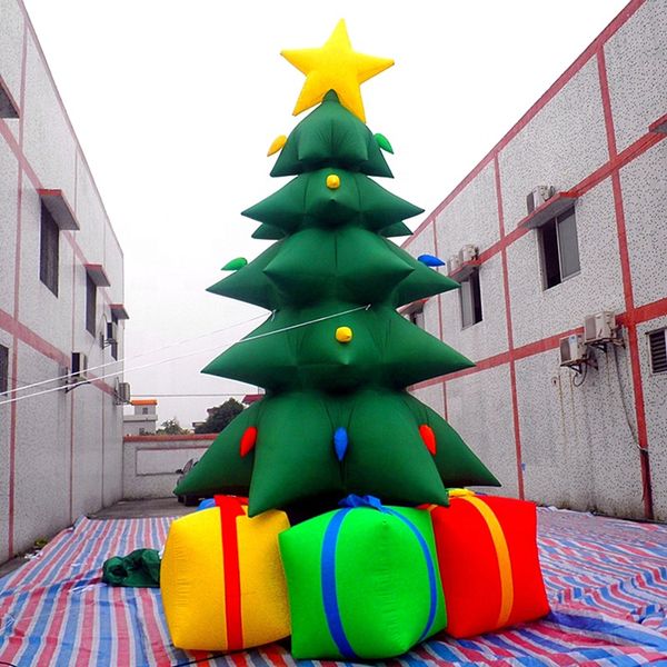 wholesale Illuminazione a LED Albero di Natale gonfiabile nuovo design Pubblicità da 10 mH (33 piedi) palloncino per alberi di Natale con ventilatore