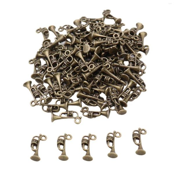 Charms 100x Metal Kolye Boncuklar Anahtar Kolyeler Bilezik Küpe Kolye Takı Yapımı için Trompet Müziği