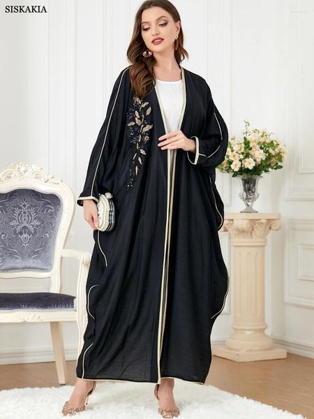 Etnik Kıyafet Müslüman Abaya Dubai Elbise Fas Kaftan 2024 Batwing Sleeve Körfez Cübesi Gevşek Jalabiya Türk Elbiseler Elbise İslam