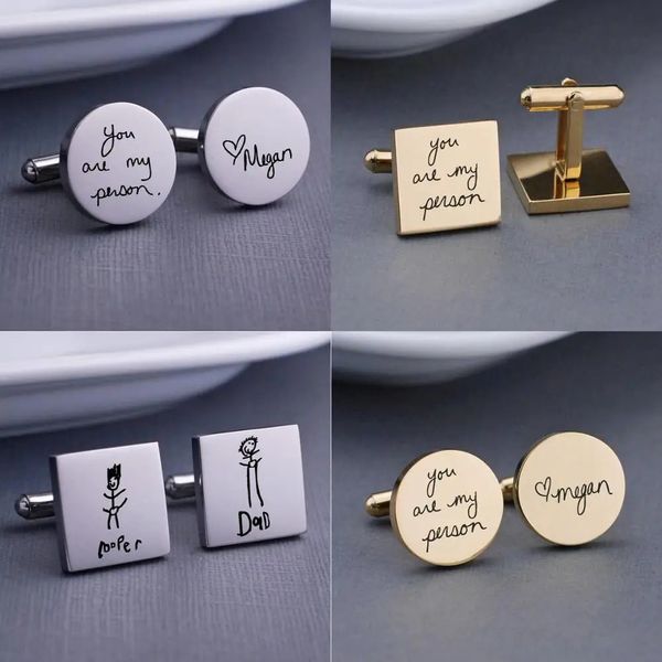 Abotoaduras personalizadas gravar abotoaduras de escrita presente de casamento para o marido abotoaduras personalizadas para ele presente de dia dos namorados 240127