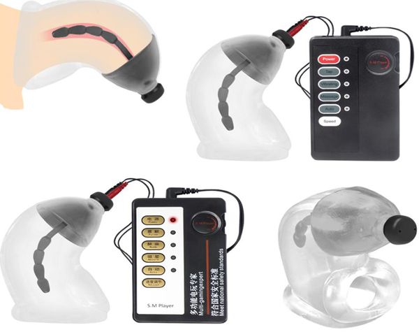 Neueste Elektrische Käfig Harnröhren Sound Dilatator Cock Ring Ball Stretcher Hoden Electro Penis Stimulator sexy Spielzeug für Männer8071289