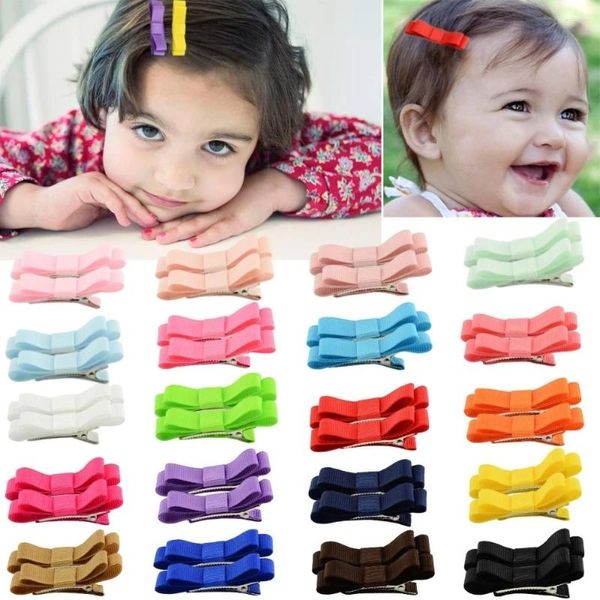 Acessórios de cabelo 2 polegadas Hairbow fita de gorgorão minúsculos arcos jacaré clipes totalmente forrado arco de trança para bebês meninas crianças crianças em pares