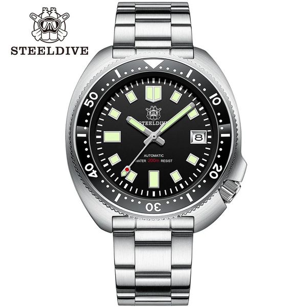 Steeldive SD1970 White Date Background 200M Waterproof NH35 6105 Turtle Automatic Dive Diver Watch 240202