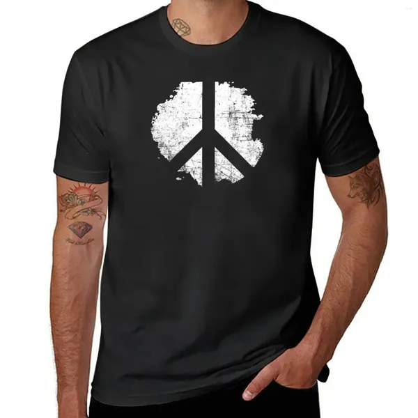 Regatas masculinas símbolo da paz angustiado pintura blot invertido estêncil camiseta pretos camisetas de secagem rápida para homem algodão