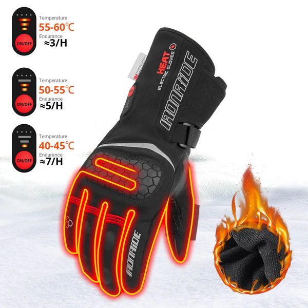 Luvas de aquecimento da motocicleta à prova dwaterproof água quente inverno ao ar livre esqui esportes aquecimento tela toque luvas acampamento auto aquecimento equipar 240124