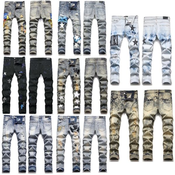 Ksubi Designer da donna Jean Skinny Baggy da donna Pantaloni slim strappati con fori Uomo Design dritto Gamba Cerniera Hip Hop Bikers Motorcycl