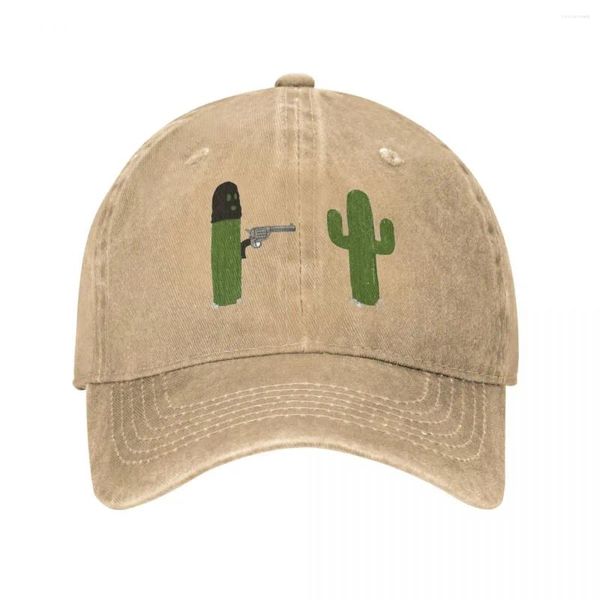 Bola Caps Cactus Stick Em Up Gun Beisebol Vintage Angustiado Lavado Humor Cartoon Joke Sun Cap Unisex Outdoor Workouts Chapéu Ajustável