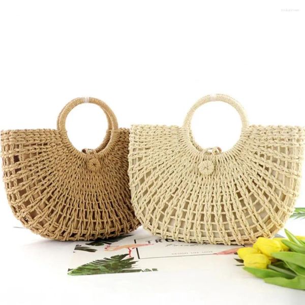 Borse portaoggetti Borsa naturale Elegante rattan senza cerniera Donne alla moda per la casa Grande capacità Comodo tessuto