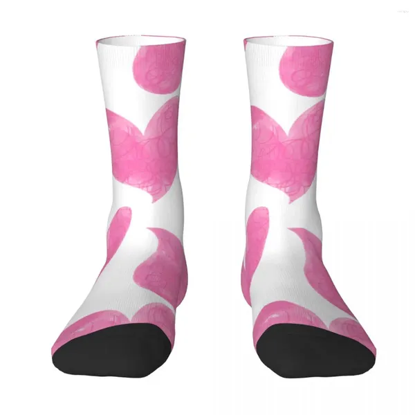 Herrensocken Aquarelle Valentinstag Herzen Rosa Graffiti Aquarell Liebe Männer Frauen Outdoor Neuheit Frühling Sommer Herbst Winter