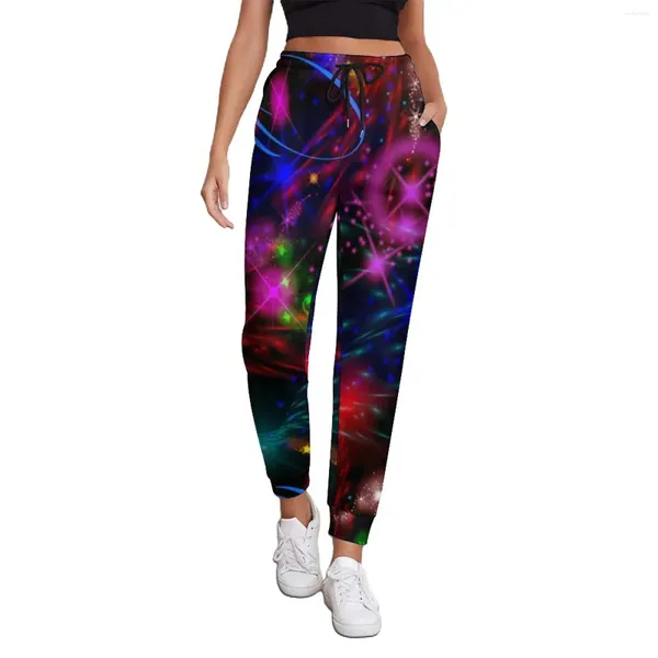 Pantaloni da donna Colorati Neon Vernice Jogger Turbinii Stelle Spirali Street Style Pantaloni sportivi Autunno Donna Casual Personalizzati Pantaloni di grandi dimensioni Regalo